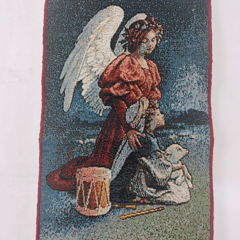 Tapestry Hanging Religious Wall Decor Angel Seasonal Holiday For Unto The King X - Picture 3 of 5